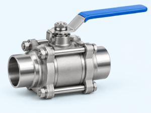 Three-Piece Weld-End manual valve — AI product illustration